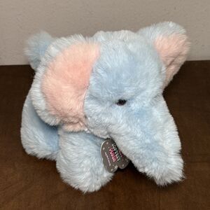 NEW Worlds Softest Plush Blue Elephant Pink Ears 8" Beverly Hills Teddy Bear Co.